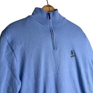 Polo Golf Ralph Lauren Quarter Zip ‎ Mens M Blue Merino Wool polyester Sweater
